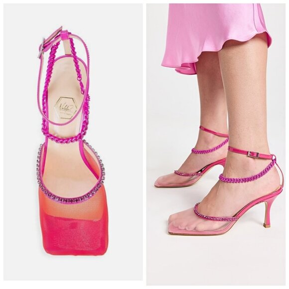 Nalebe Nude & Pink Stellar Mesh Rhinestone Chain Wildcard Pump 7 - Picture 2 of 10